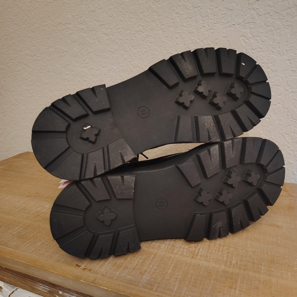 Black Combat Boots W/ Zipper Sz 9 1/2 Women Bikercore Matrix Y2k 90s Grunge - Picture 4 of 5